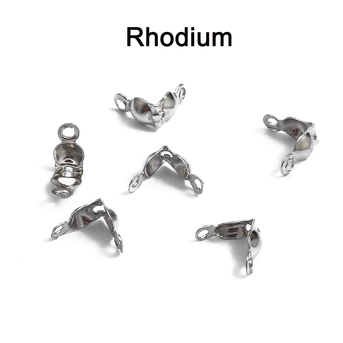 100pcs/lot Connector Clasp Fitting 4*7mm Ball Chain Calotte End Crimps Beads Connector Components For DIY Jewelry Making Supplie: Rhodium