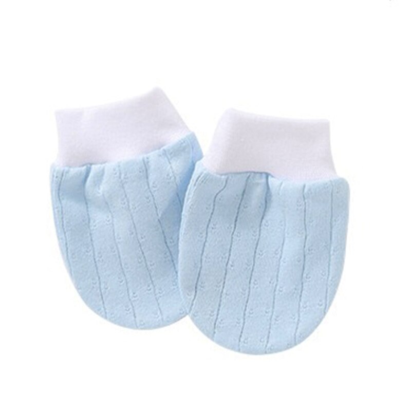 Guantes antiarañazos de algodón para bebé, manoplas de protección facial, accesorios para niños, D0AF, 1 par: Blue 1