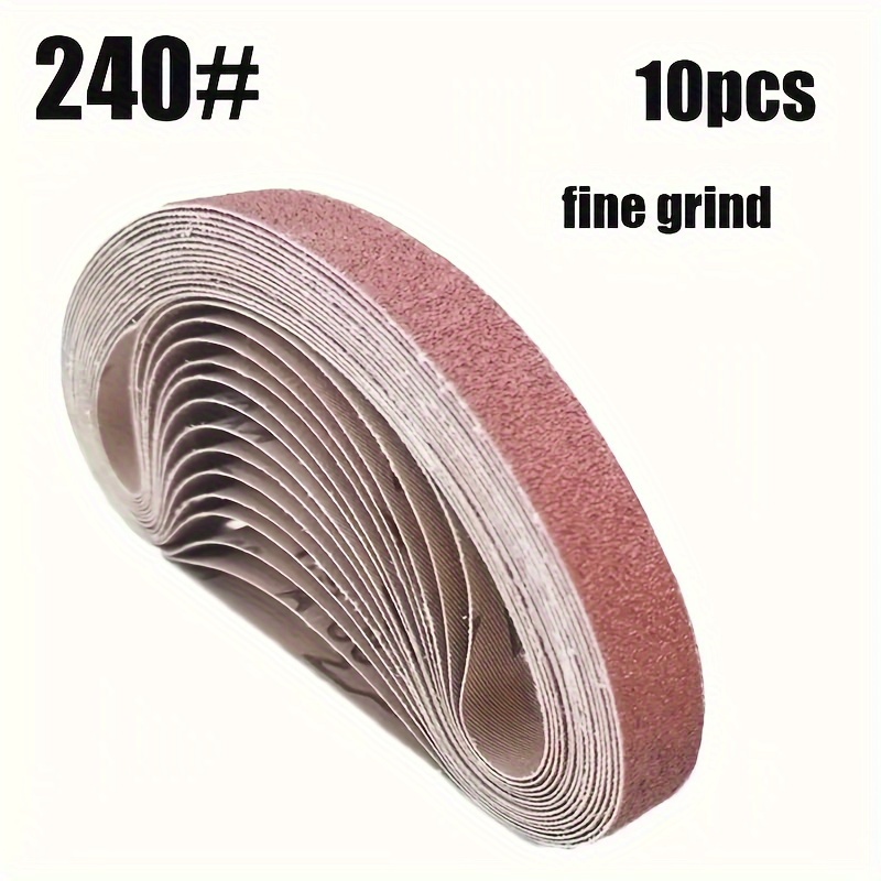520x20mm 10 stuks 60/100/240/320/800 # Kleine mini-bandschuurmachine voor het slijpen van roestvrij staal, polijsten, roestverwijdering, schuurdoek: Bruin