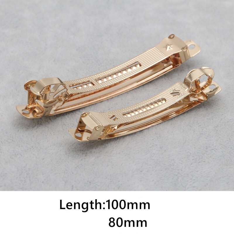 10 stücke KC Gold Französisch Spange Stil Frühling Haar Clips Automatische Clip Blank Breite Einstellung Bogen Haarnadel Liefert Für Schmuck, der