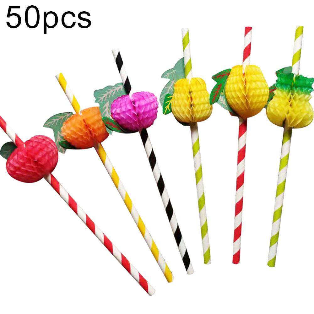 50 Stuks Wegwerp Rietjes Fruit Papier Rietjes Wegwerp Rietjes Drinken Drank Rietjes Feestartikelen: Mixed 50pcs