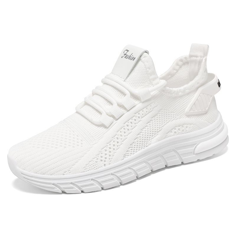 Kvinders afslappede sneakers snørebånd gymnastiksko vulkaniserede sko hvide damefodtøj åndbare gåsko i mesh flade sko træningssko: Hvid / 38