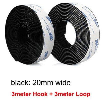 3M/Pair Self Adhesive Hook and Loop Fastener Tape 3M Hook Adhesive Tape Double Sided Sticker Carpet Gripper Pad Wall Mounting: 20mm black