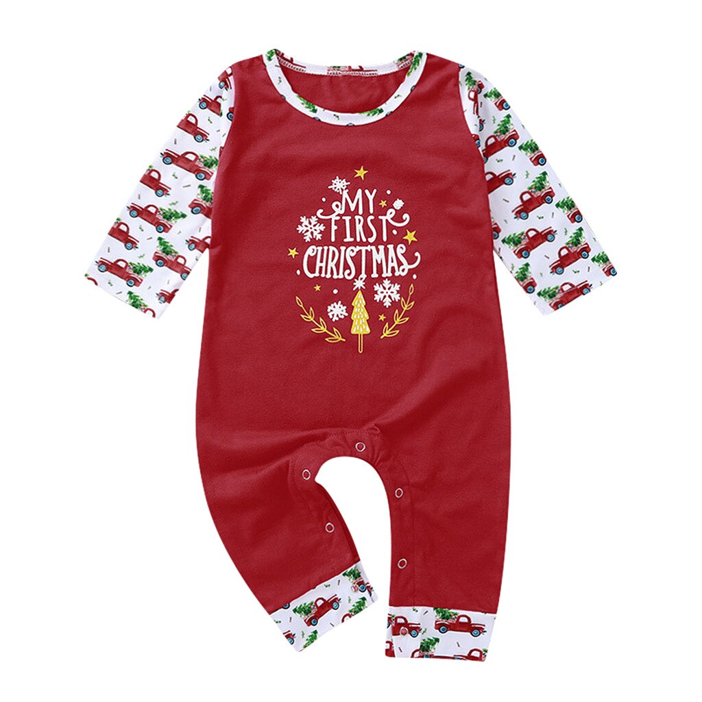 3-18m bebê macacão meu primeiro natal infantil do bebê meninos meninas carta de natal impressão macacão outfits outono roupas para o bebê: B / 12 m