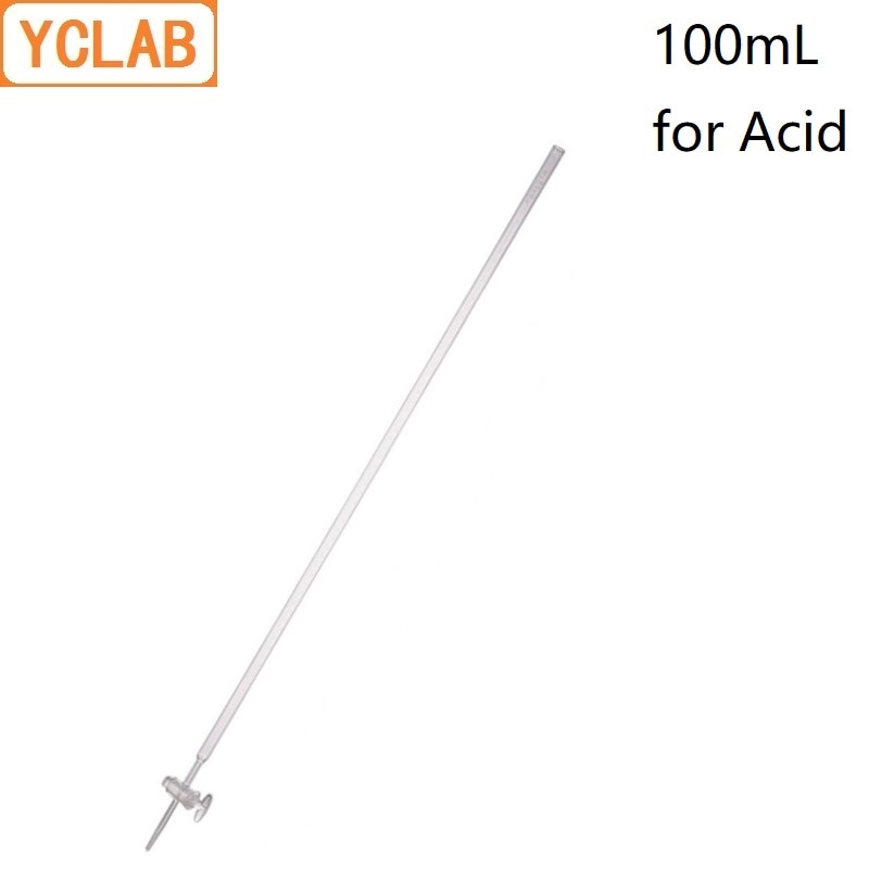Yclab 100 Ml Buret Met Stopcock Voor Zuur Klasse Een Transparant Glas Laboratorium Chemie Apparatuur