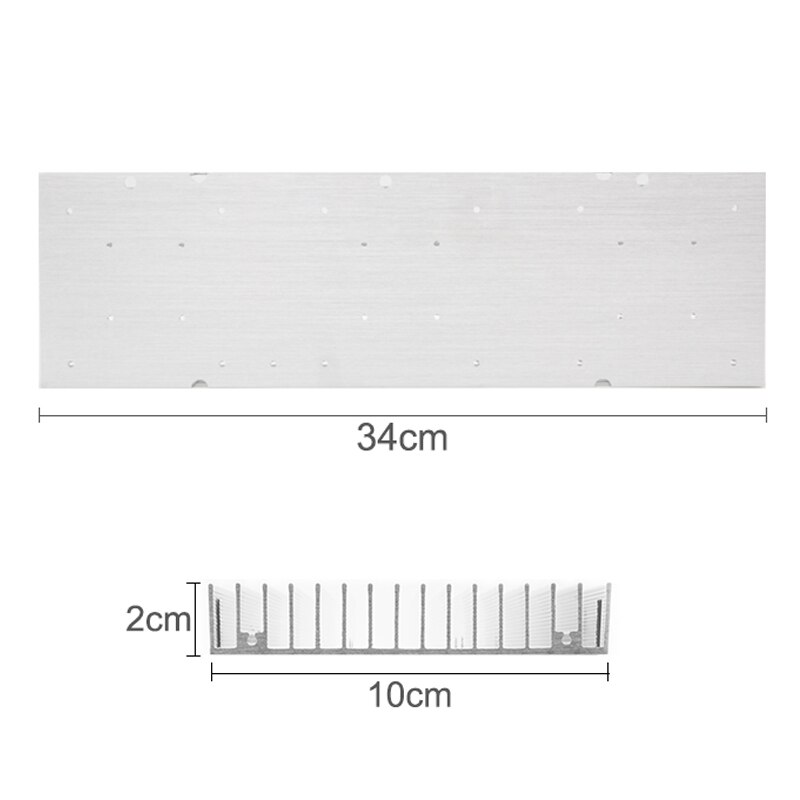 Disipador de calor de aluminio para acuario, radiador LED de 44x10x2cm, espectro completo, luz de cultivo artesanal: 34cm
