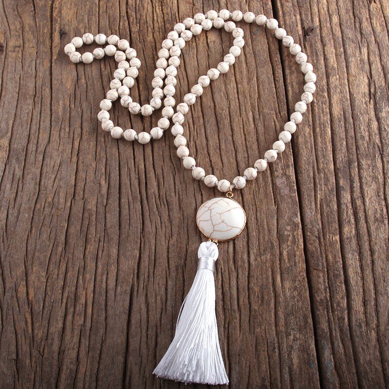 RH Boho Schmuck Steine Lange Verknotet halb Kostbare Stein Quaste Halsketten: 2