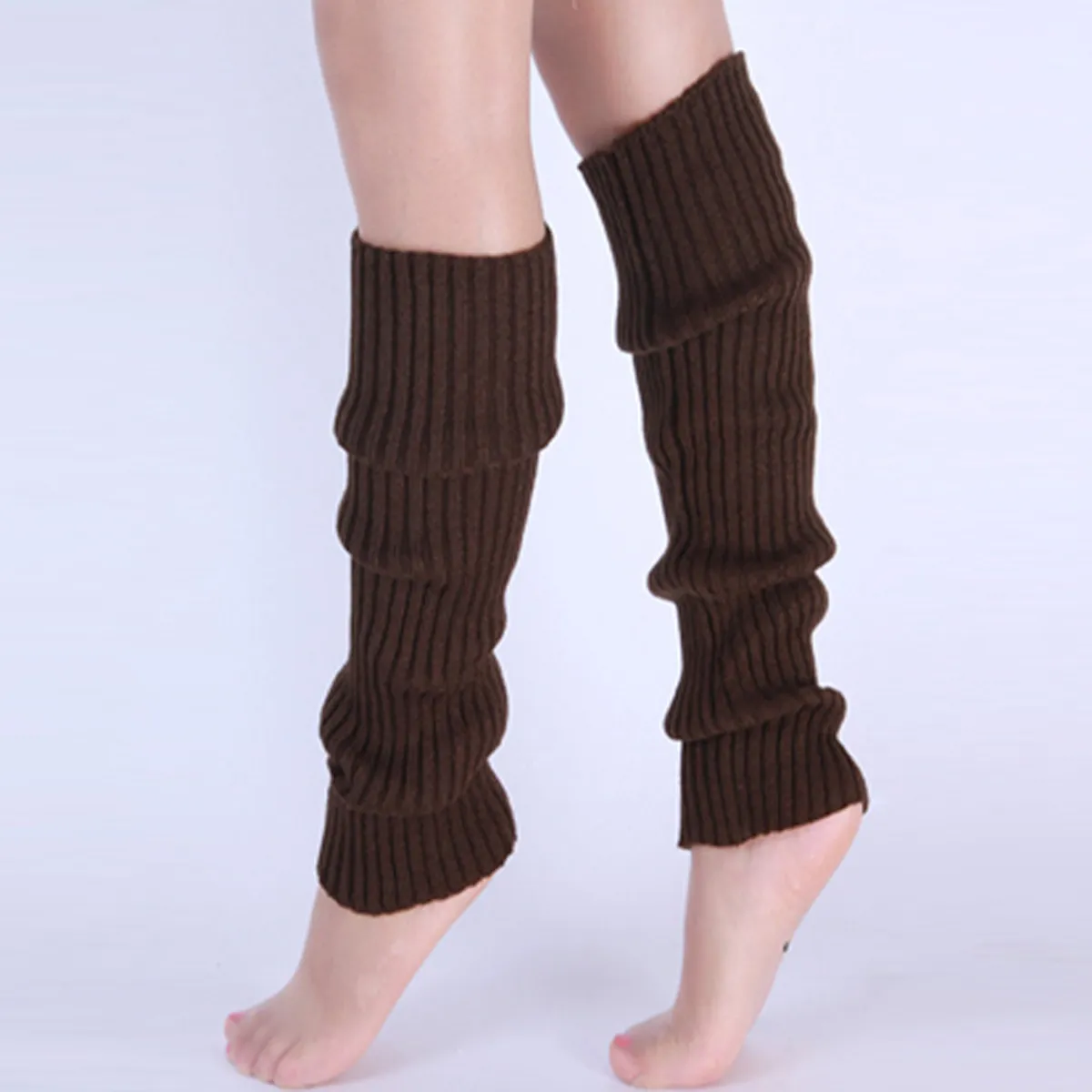 Clássico Knit Leg Warmers, Rib-Knit Joelho-High Leg Warmer Socks, meias das mulheres e meias