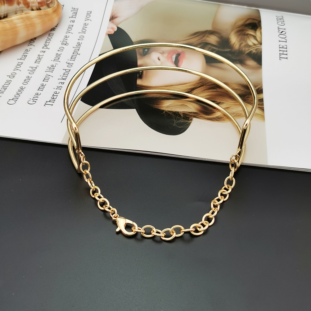 Manilai 3 camadas de metal torques gargantilha colares feminino pescoço ajuste bib colar ampla indicação maxi moda jóias africano