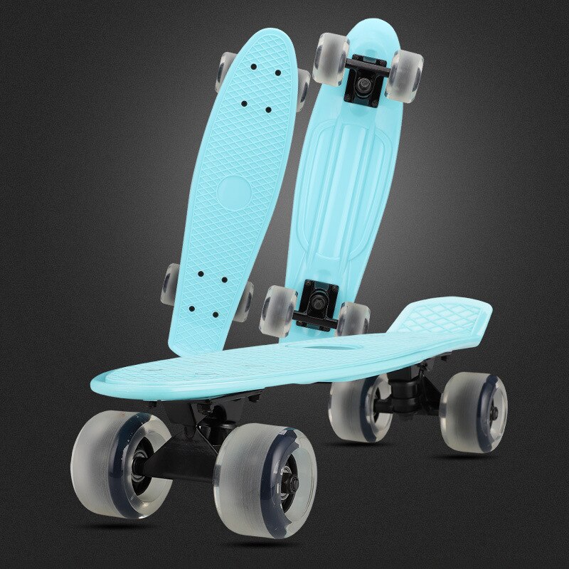 Flashing Skateboard Single Kicktail Mini Cruiser Rocker Board Plastic 4 Wheels Teenager Adult Sidewalk Skating Street 6 Colors