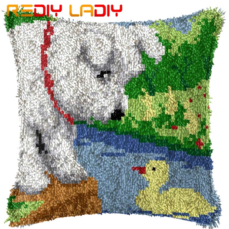 Kits de ganchos de pestillo para hacer tu propio cojín, paisaje de costa, funda de almohada de ganchillo de lona impresa, funda de cojín con gancho de pestillo, Hobby y manualidades: BZ412