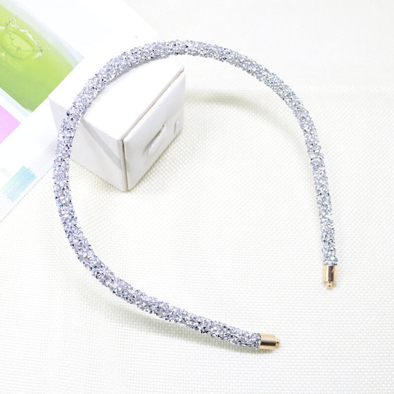 Dunne Kant Haarbanden Met Rhinestone Super Flash Hoofdband Dunne Kant Wilde Temperament Eenvoudige Hoofdband Flash Hoofddeksels Voor Vrouwen: Zilver