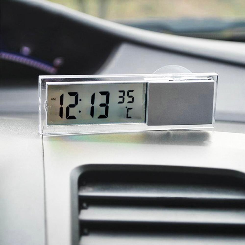 2-in-1 auto-autoklok LCD digitale thermometer Sucker-type klok transparant