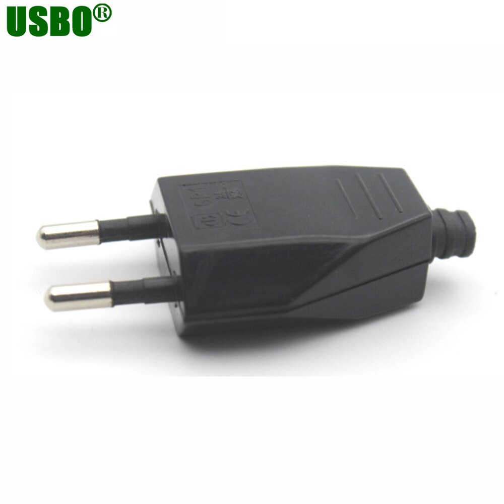 black white 250v 2.5a euro power cable plug 2P polarity electrical male connector EU wired Electrode plug