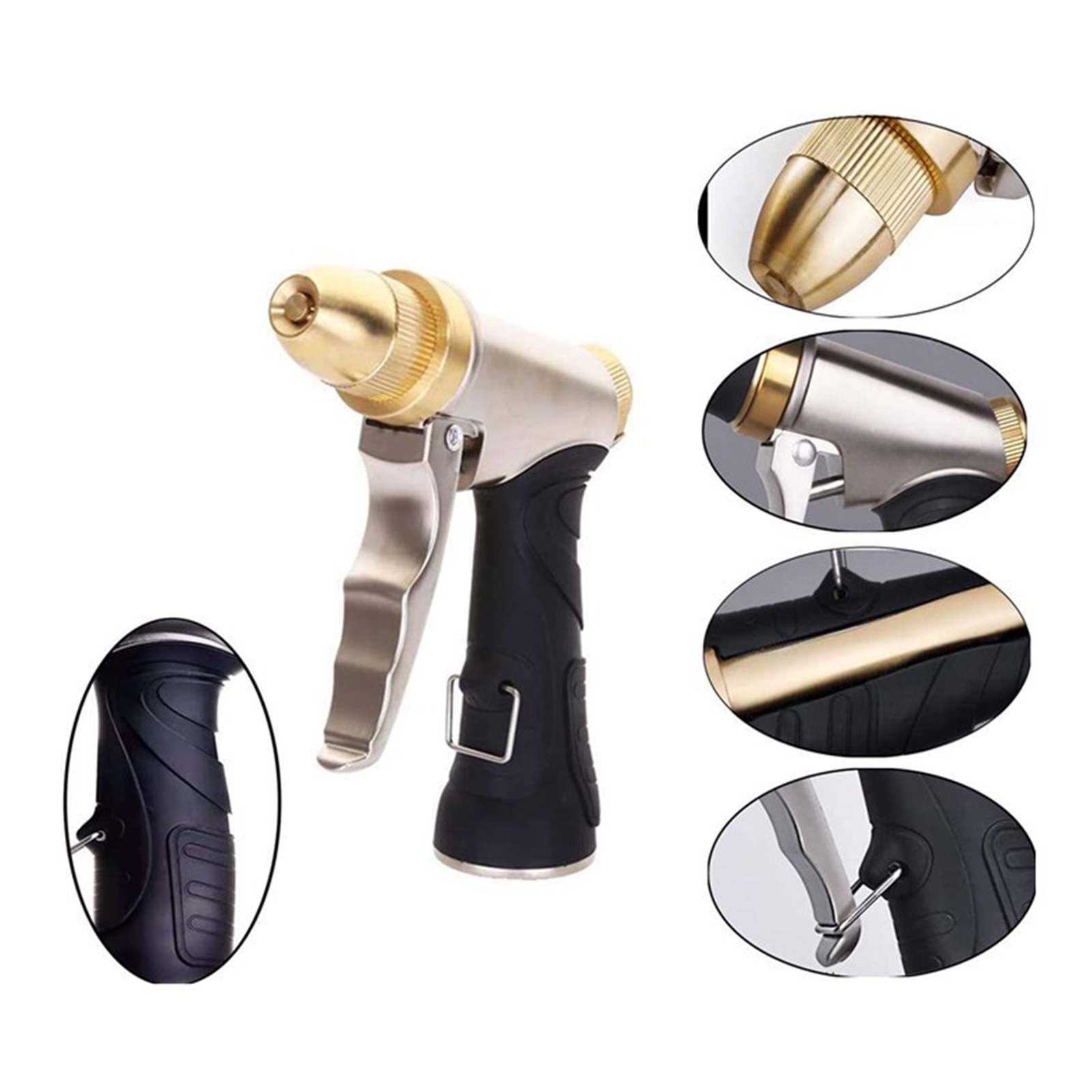 Heavy Duty High Pressure Garden Hose Spray Nozzle Head Adjustable 4 Patterns