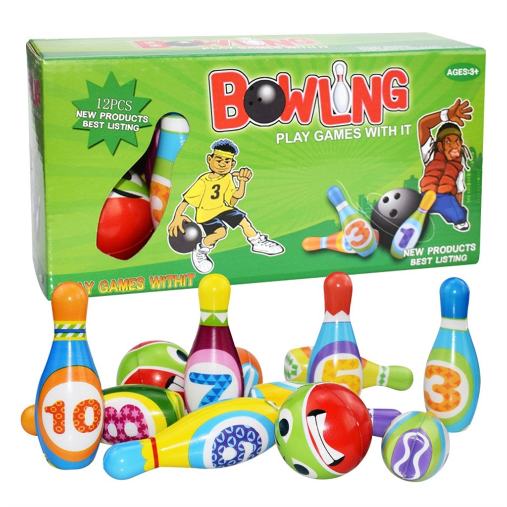 Bowling Set Speelgoed Kind Ouder-kind Outdoor Speelgoed 10 Kleurrijke Zachte Foam Bowling Pins 2 Bal Indoor Speelgoed Toss voor Kinderen Snuisterij