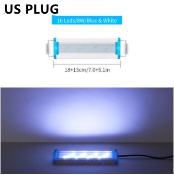 Super Slim LEDs Aquarium Lighting Aquatic Plant Grow Light 18-75CM Extensible Waterproof Bright Clip Blue Lamp Fish Tank 90-260V: Gray