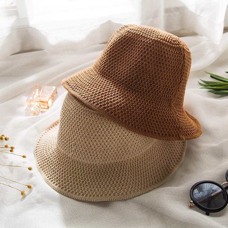 Solhatte til kvinder sommer strandsolhat blød bøttehat panama chapeau femme udendørs kasket