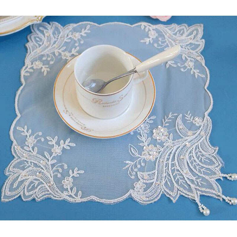 oben spitze perlen stickerei tabelle ort matt tuch Pad Tasse Untersetzer gericht tischset küche Tee deckchen Weihnachten hochzeit Zubehör