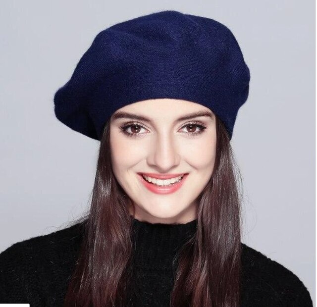 YLWHJJ brand Women Berets Hat Solid Color Wool Kni... – Grandado