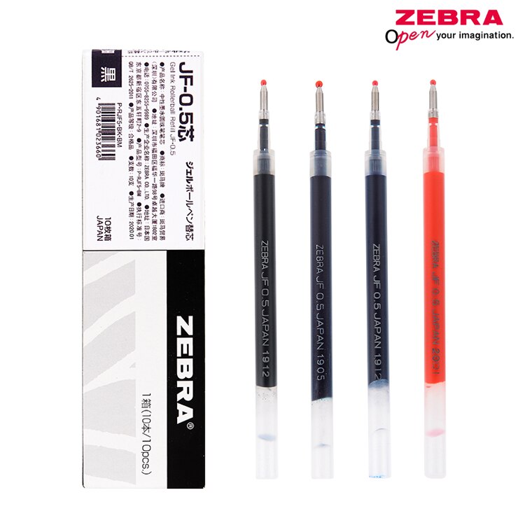 10Pcs Japan Zebra JF-0.5 Gel Pen Refill Geschikt Voor JJ15 JJZ49 JJ31 JJ55 Zwart/Rood/Blauw/blueblack Kleur