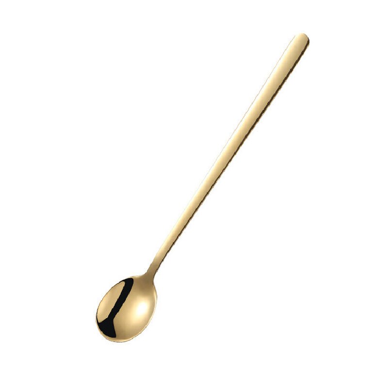8 farger rustfritt stål skje med lang håndtak isskje kaffeskje te hjem kjøkken servise skjeer størrelse 23.8 cm: måke
