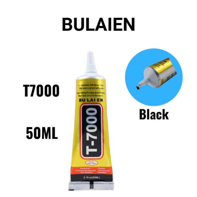 15ml 50ml 110ml bulaien  t7000 sort kontakt selvklæbende lim reparationslim med præcisionsapplikatorspids: Bulaien  t7000 50ml