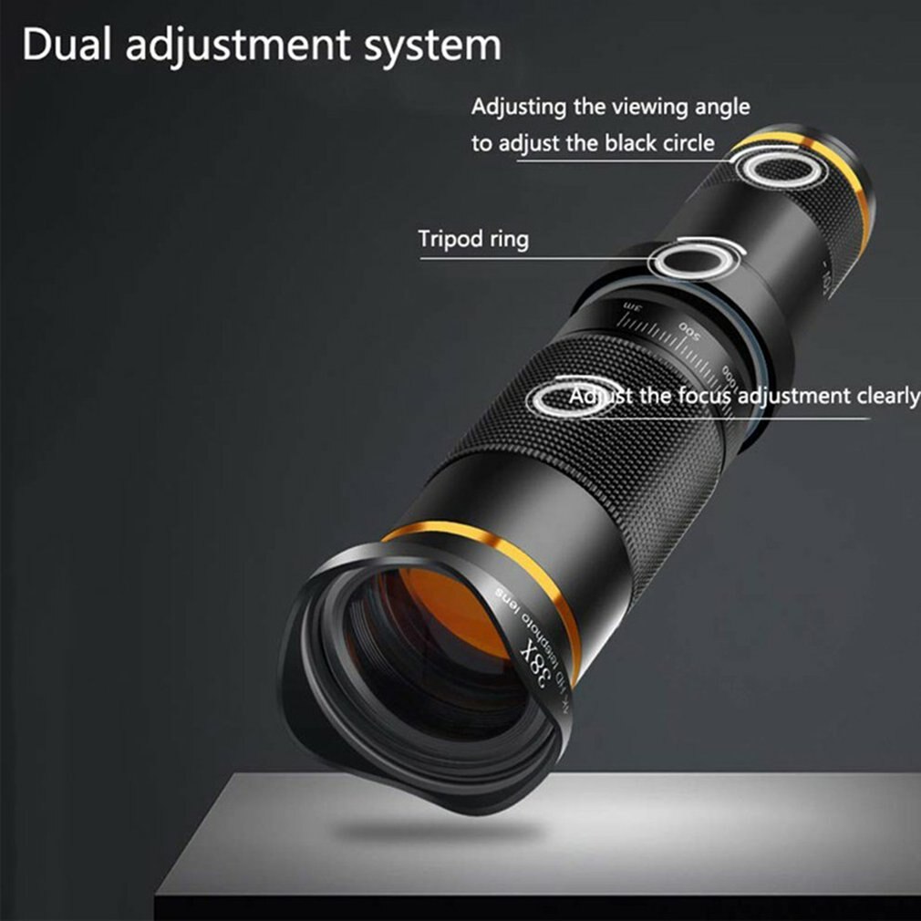 Mobile Phone Telephoto Lens 38X Zoom Double Focus HD Cell Phone Camera Lens with Tripod for iPhone for Samsung