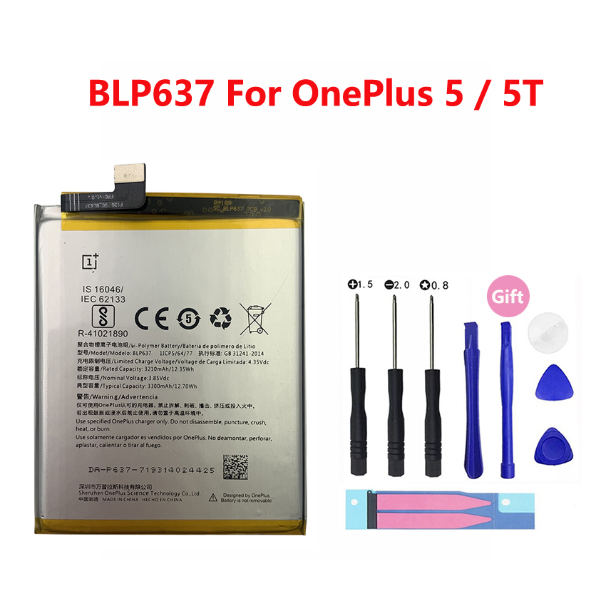 Original Battery For OnePlus 7 6T 6 5 5T 3 3T 2 1 1+ BLP571 BLP597 BLP613 BLP633 BLP637 BLP657 BLP685 Cell Phone Batteries: BLP637 For OneP 5 5T