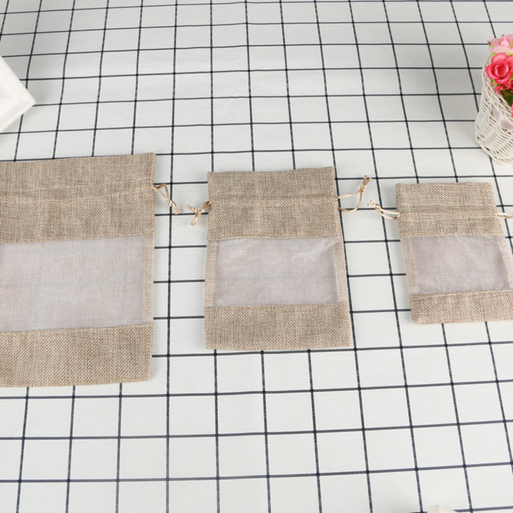 5pcs/lot Organza Jute Bags Burlap Drawstring Bag Wedding Party Favors Bags For Coffee Beans Candy Makeup Jewelry Packaging
