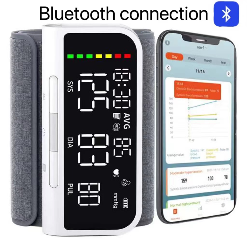 Bluetooth voice blood pressure monitor, LED large screen heart rate pulse blood pressure monitor, USB intelligent blood pressure