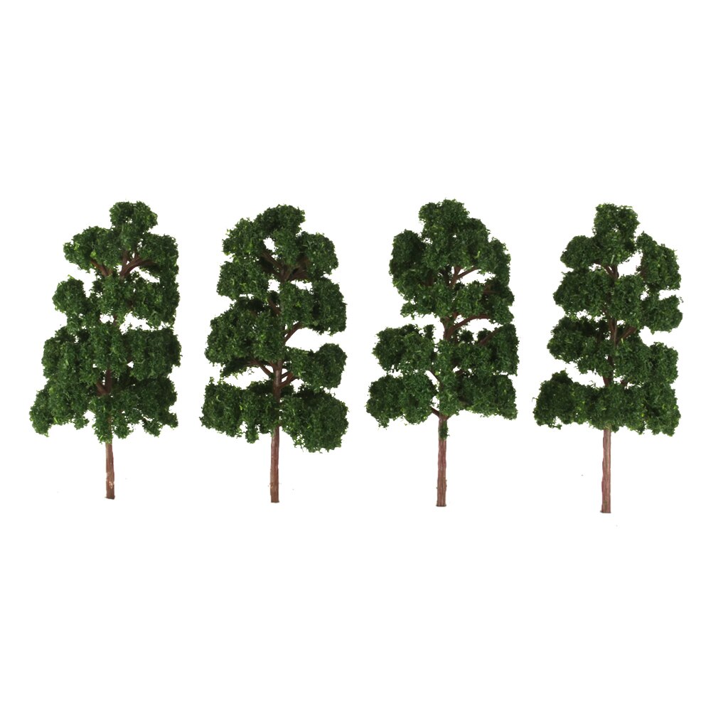 10pcs Model Trees Deep Green HO Scale Train Model Kits Railroad Layouts 1:75