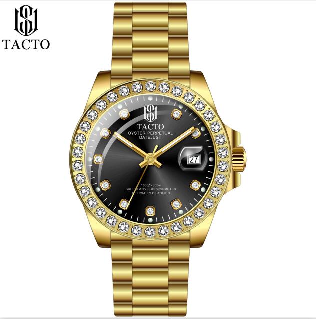 Holuns uhr herren uhren 316L stahl uhr diamanten Miyota quarz business männlichen armbanduhr kalender datum 50M wasserdichte: TACTO 40mm-15