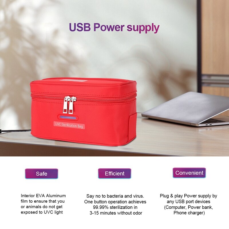 Portable UV Sterilization LED UVC Light Disinfection Bag USB Sterilizers Box Clean Kills Germs with Ozone