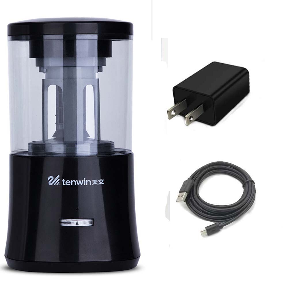 Tenwin Electric Pencil Sharpener Heavy Duty Rechargeable for Classroom Auto Stop Fast Sharpen In 3s School Office Stationery: Black US adapter