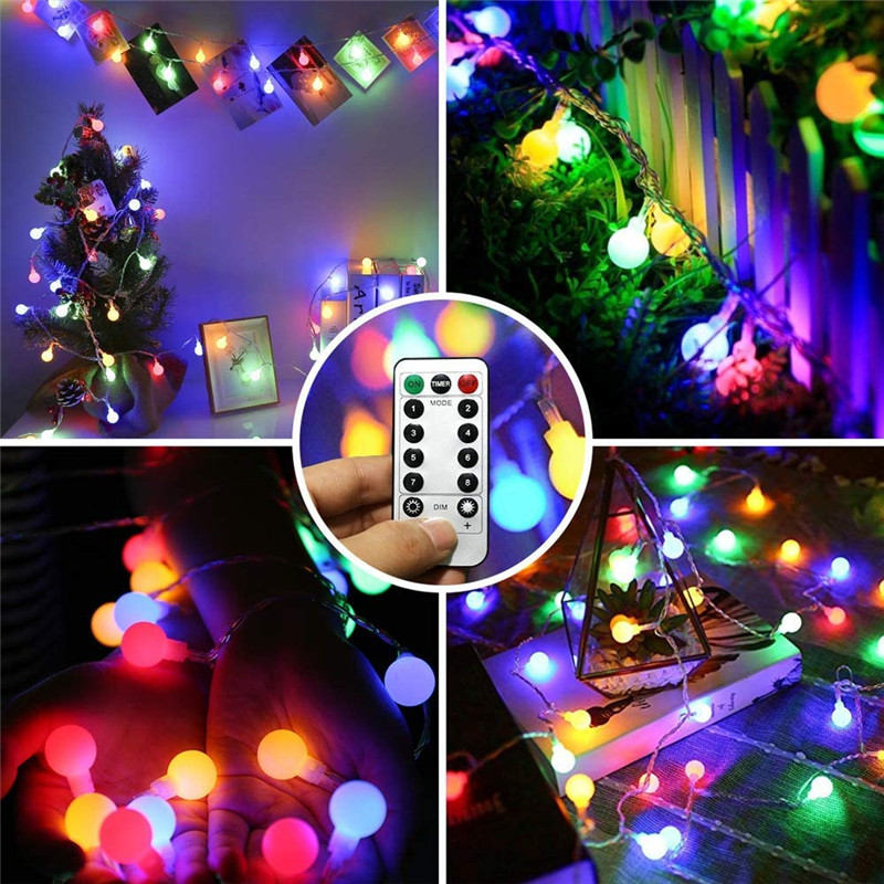 Bal LED-lichtslinger afstandsbediening warm wit Ketting Fairy Light Kerstmis Bruiloft Buiten Decor Werkt op batterijen 3m 5m