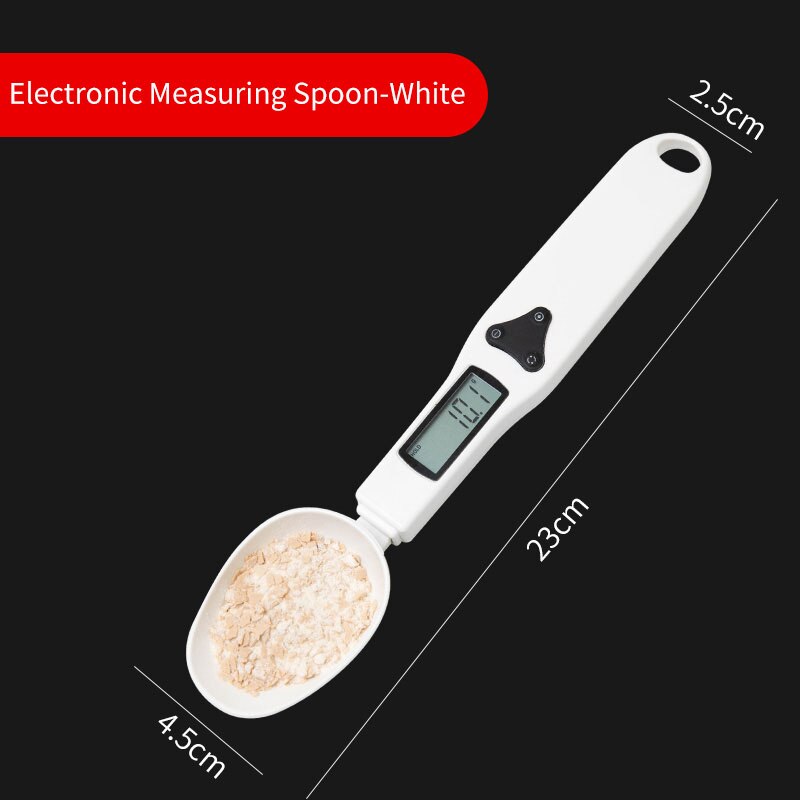 Cuchara medidora Digital con pantalla LCD, 500g/0,1g, cuchara Digital electrónica, minibáscula de cocina, suministros para hornear: Blanco