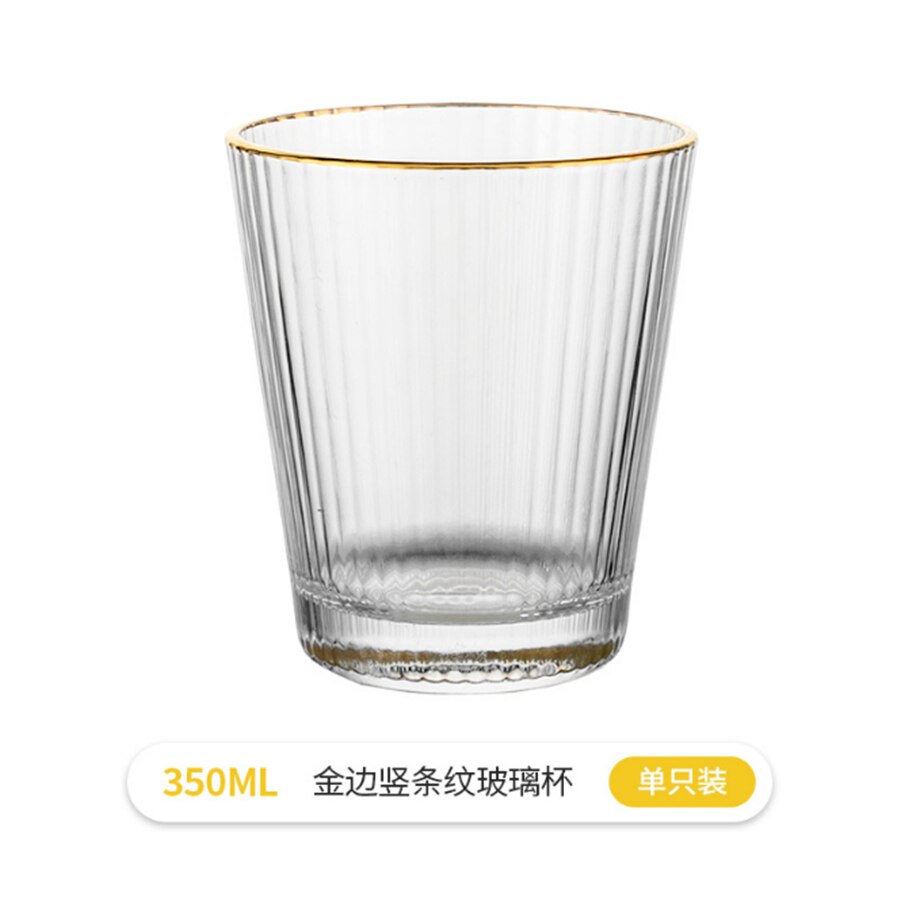 Tre liv ljus lyx nordiska vertikala ränder målade guld dryck juice kopp enkel vatten kopp hushålls kopp vin kopp guld glas: Guldsida