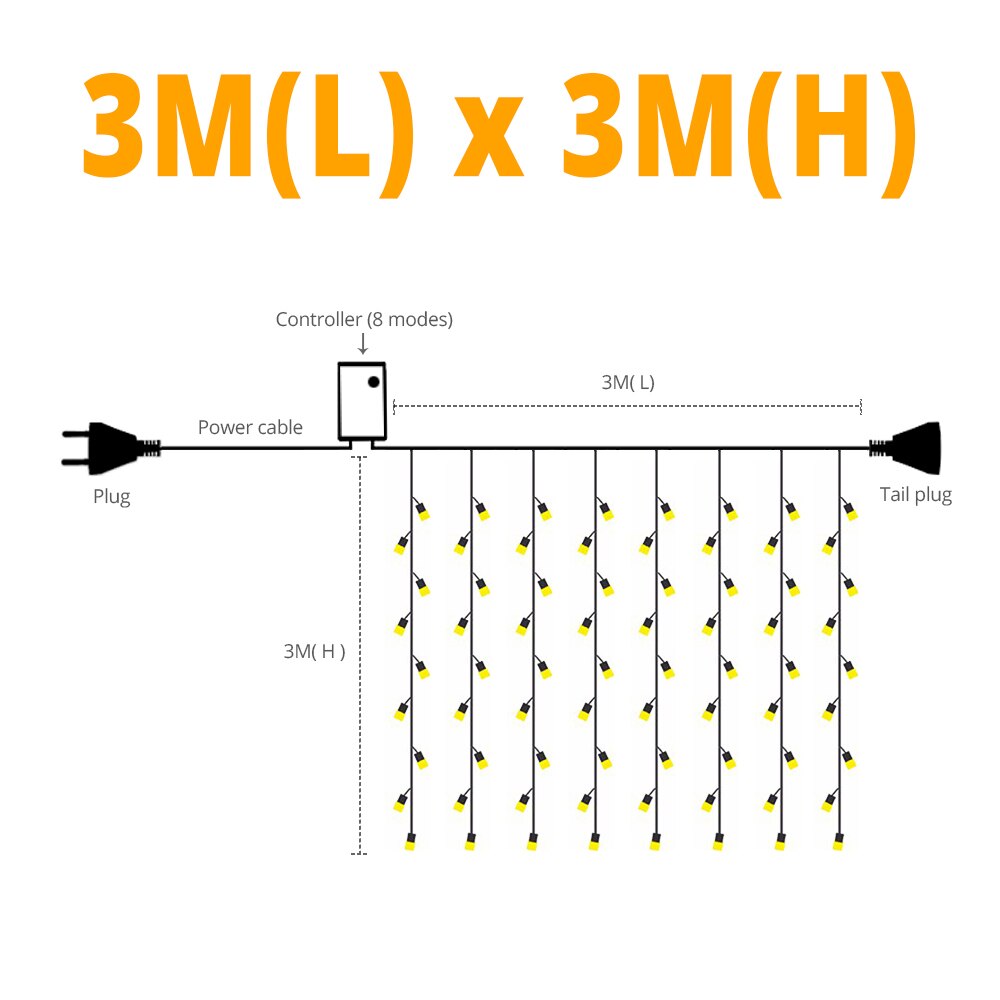 Kerst gordijn led string lichtgevende slinger ijspegel 10m 220v /110v led string voor kerst bruiloft feest decoratie verlichting: 33m / Warm wit / 110v amerikaanse stekker