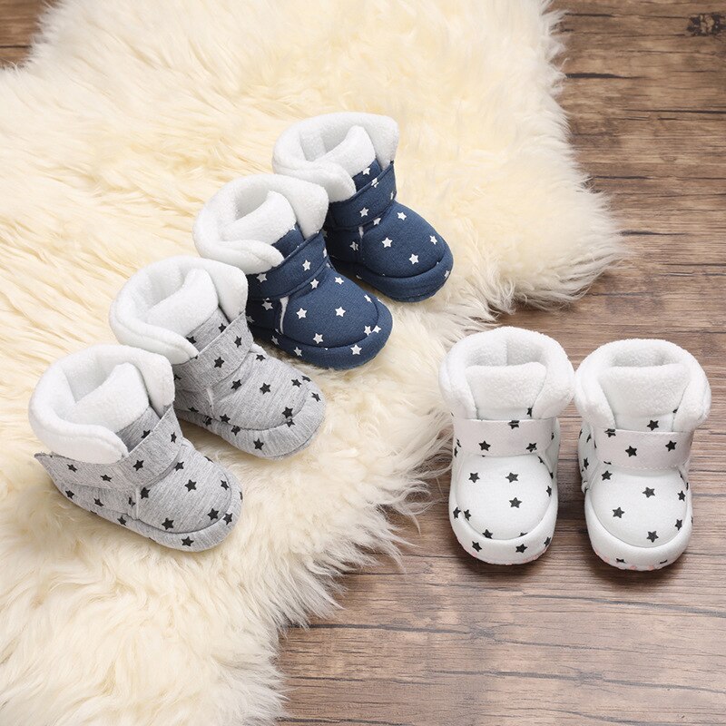 Baby Boy GirlsSocks Toddler Shoes Solid Prewalkers Booties Cotton Winter Soft Anti-slip Warm Newborn Infant Crib Shoes 0-18M