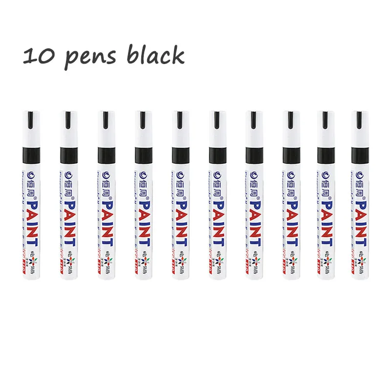 10 rotuladores permanentes, juego de marcadores de pintura de 12 colores, blanco, negro, azul, rojo, naranja, verde, azul, rosa, morado, café: YELLOW