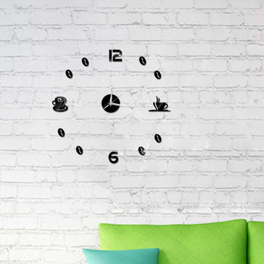 Grande horloge murale auto-adhésive, décoration silencieuse 3D, horloge de cuisine surdimensionnée, autocollant mural en acrylique, miroir