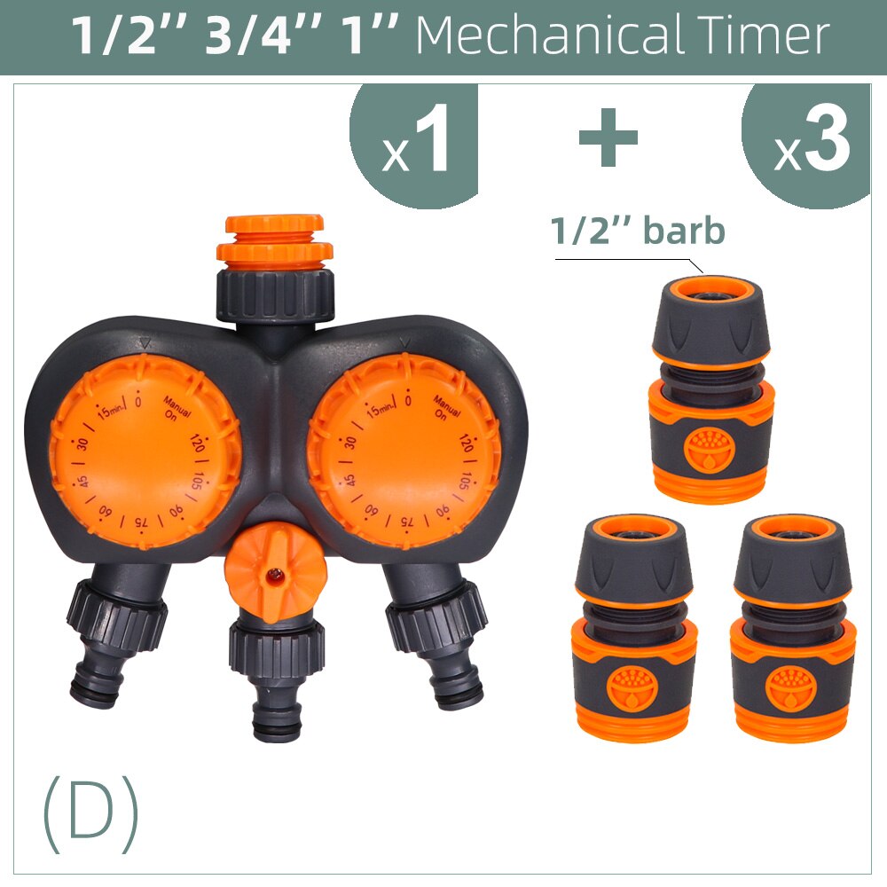 3-Way Double Controller Intelligent Mechanical Daily Water Timer Garden Water Irrigation for Outdoor Hose Drip Sprinklers Tool: D