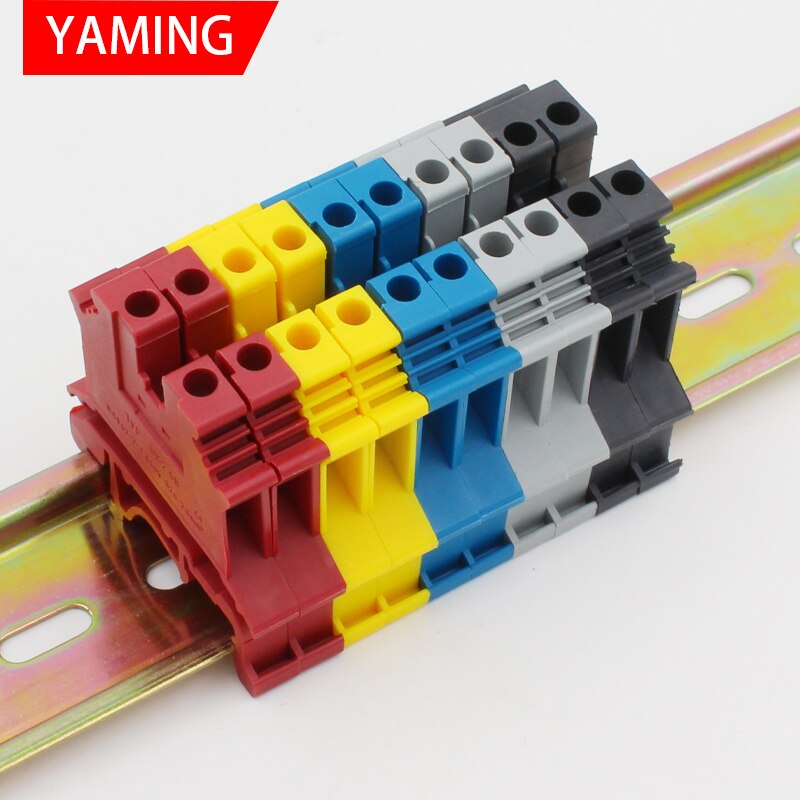 50pcs DIN Rail Wiring Terminal Block UK-2.5B Wire Connector Connductor Universal Class Screw Strips Red/Yellow/Blue/Gray/Black