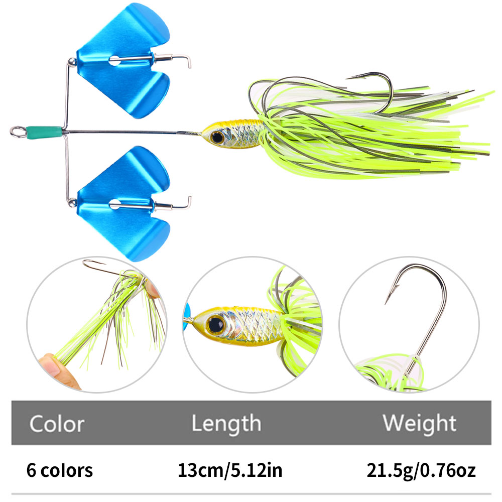 Señuelo de pesca giratorio con cola de lubina, cebo giratorio, Buzzbait, 13,5 cm, 21,5g, plantilla de natación, emisión de alta vibración, Spinnerbait de hoja de alzal