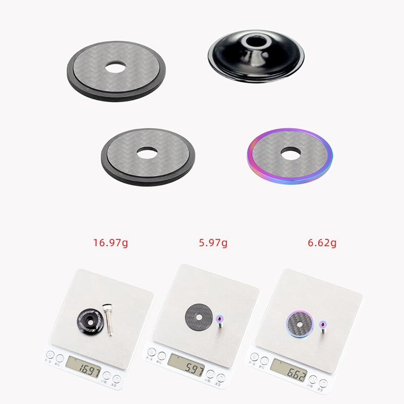 Carbon Stem Top Cap Bicycle Headset Top Cap for Mountain Road Bike M6X30mm Titanium Bolt 2.86CM