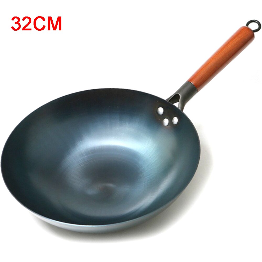 Gryde jern wok traditionel håndlavet jern wok non-stick pande non-coating induktion og gaskomfur køkkengrej wok: 32cm