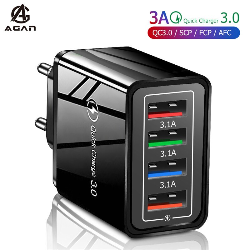 3A QC 3.0 4 Port EU Fast Charger Adapter For Blackview BV9900 BV9800 BV9700 BV9600 BV5500 BV5800 A80 A60 Pro Phone Charger