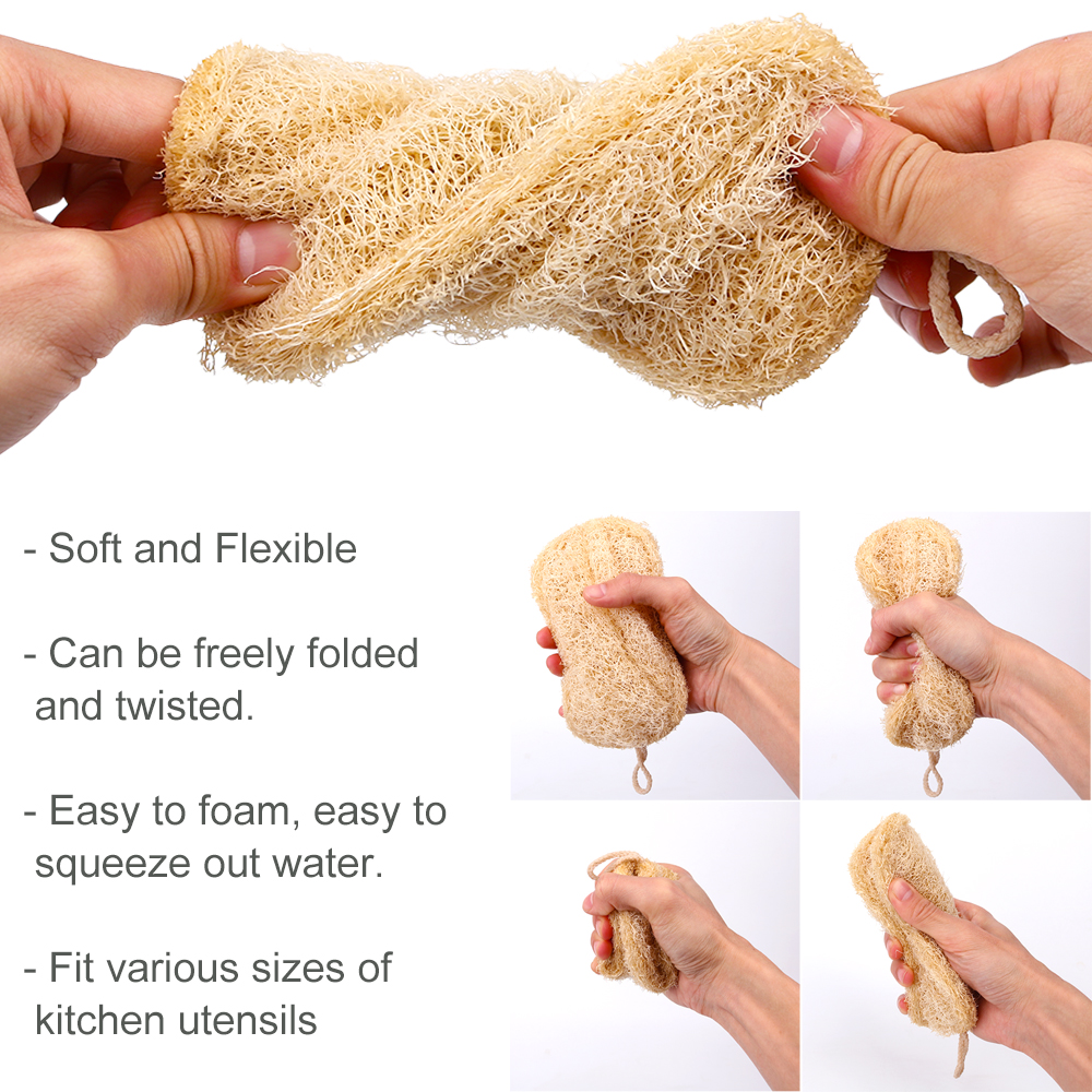 Ekologisk kökssvamp handgjord flerskikts naturlig luffa skrubber mot olja diskgryta rengöringsdyna ingen kemisk blekning