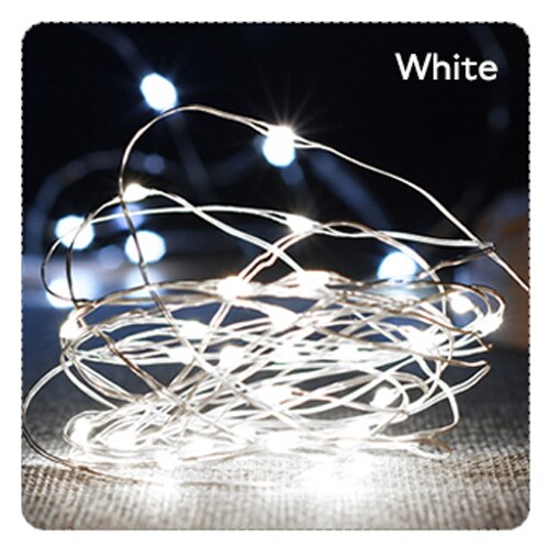 Guirlande lumineuse LED avec fil d&#39;argent, 2/5/10M, pour noël, fête à domicile, mariage, décoration, bouteille, féerique: White / 3M 30LEDs